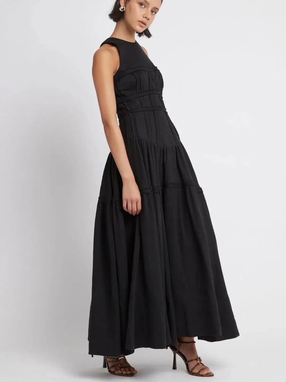 AJE TIDAL CORSET MIDI DRESS BLACK SIZE AU 8 | US 4